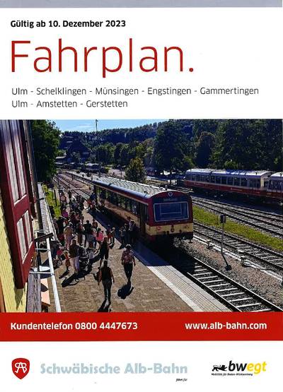 Fahrplan der Schwäbischen Alb Bahn 